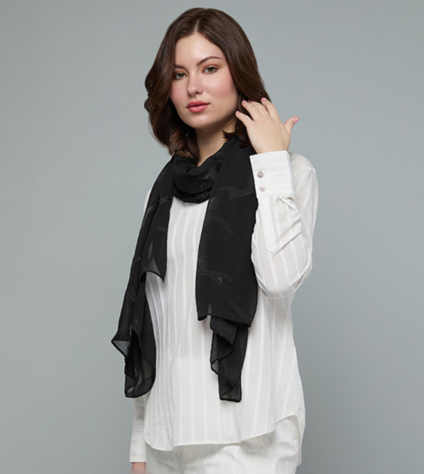 R&B  Scarves - Black Woven Scarves