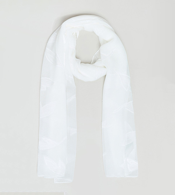 R&B  Scarves - White Woven Scarves