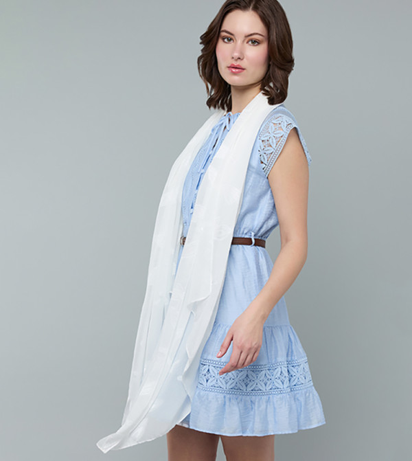 R&B  Scarves - White Woven Scarves