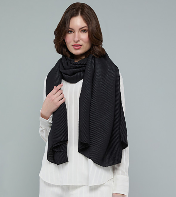 R&B  Scarves - Black Woven Scarves