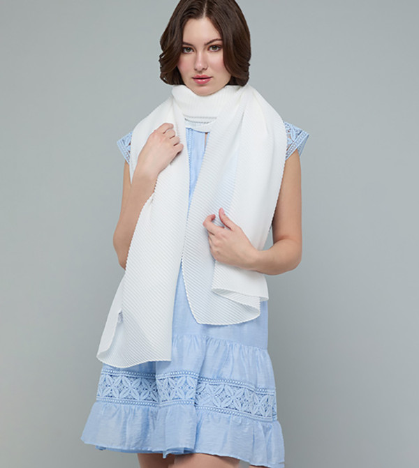 R&B  Scarves - White Woven Scarves