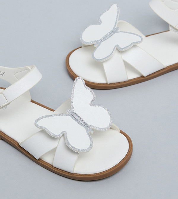 R&B Flat Sandals - White Flat Sandals