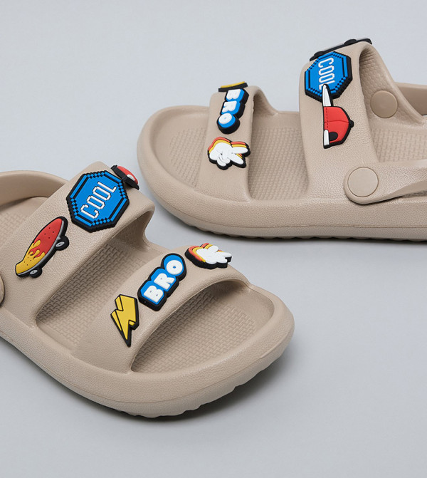 R&B Flat Sandals - Beige Flat Sandals