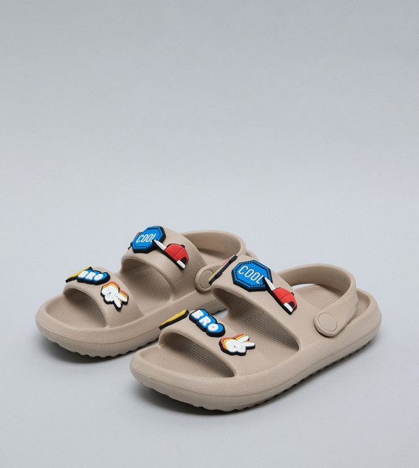 R&B Flat Sandals - Beige Flat Sandals