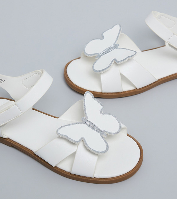 R&B Flat Sandals - White Flat Sandals