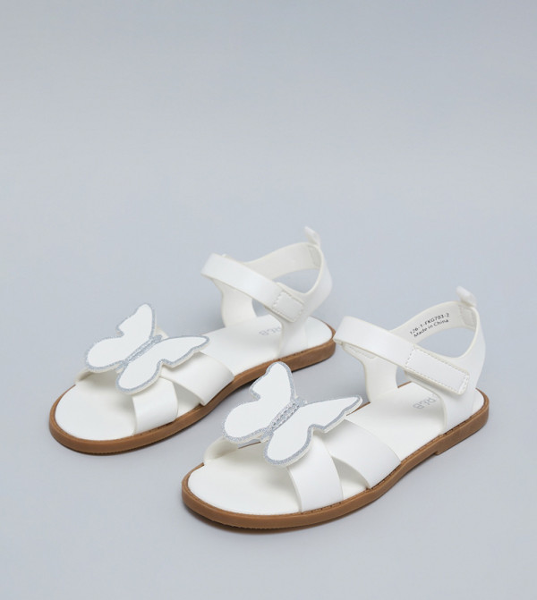 R&B Flat Sandals - White Flat Sandals