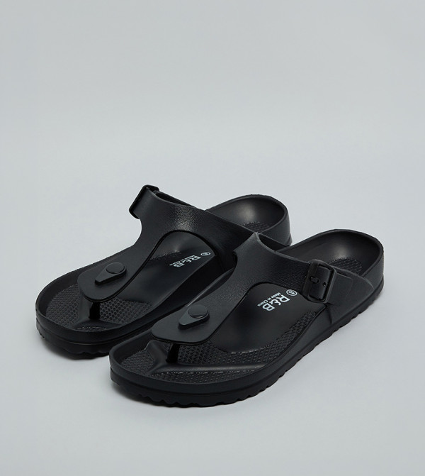 R&B  Flat Sandals - BLACK Flat Sandals