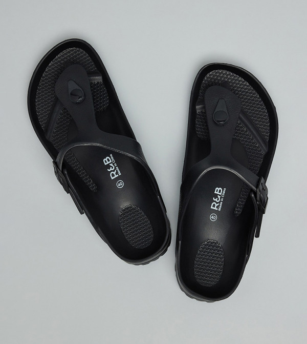 R&B  Flat Sandals - BLACK Flat Sandals