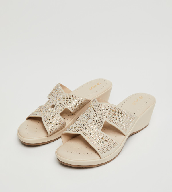 R&B  Shoes - Beige Wedges