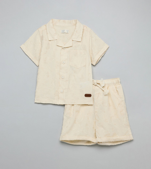 R&B shorts-sets-and-co-ords - Beige Shirts & Bottoms