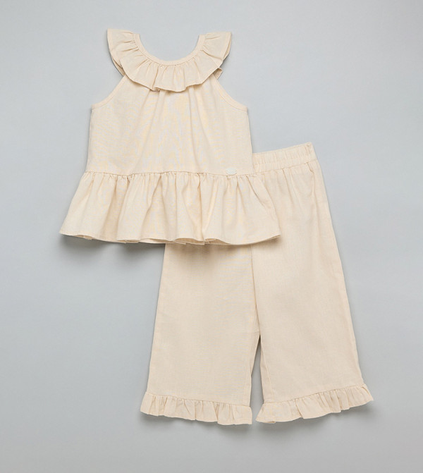 R&B Tops & Pants - Beige Tops & Pants