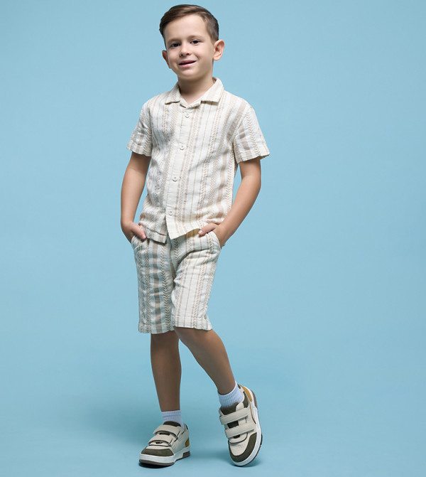 R&B  shorts-sets-and-co-ords - Beige Shirts & Bottoms
