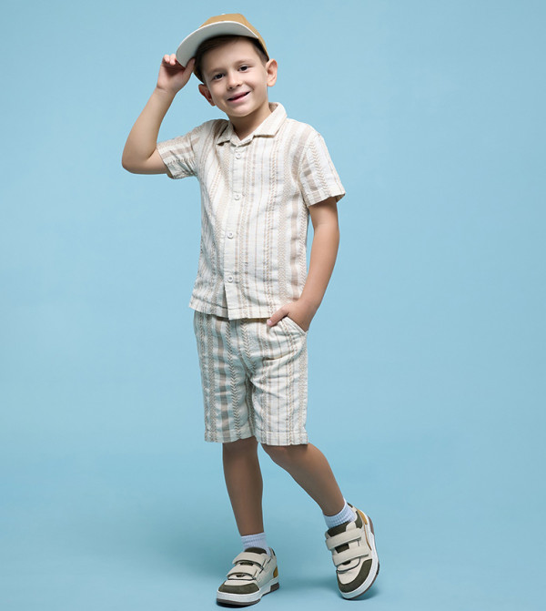 R&B  shorts-sets-and-co-ords - Beige Shirts & Bottoms