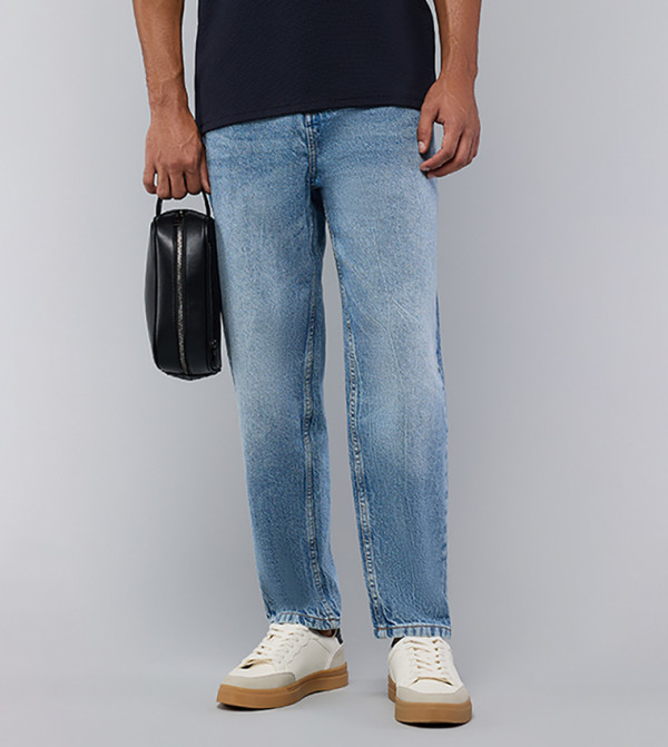 R&B R&B - Mid Blue Straight Jeans