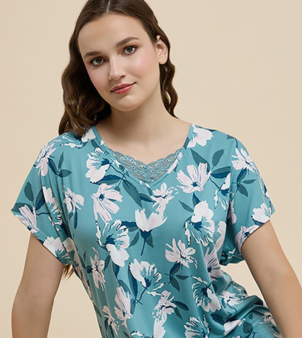 R&B  Night Dress & Gowns - Green T-shirts