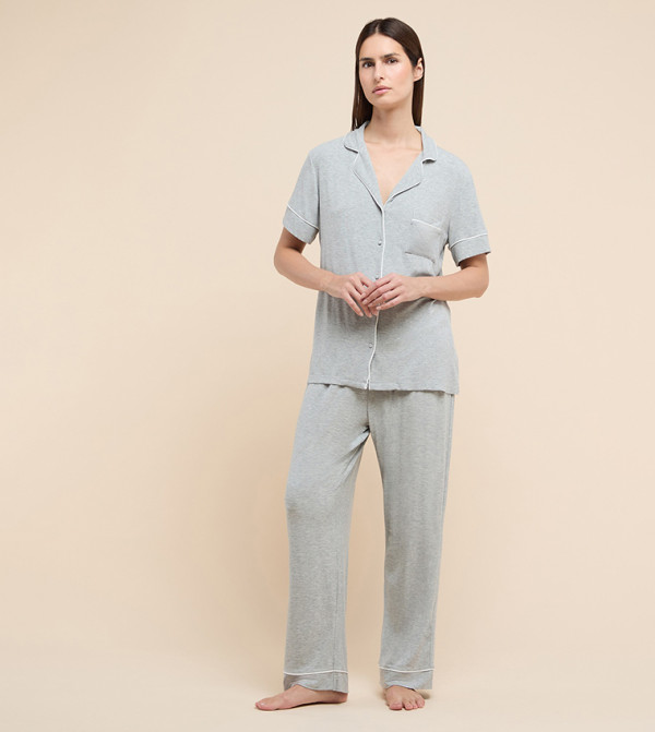 أر آند بي  أطقم بيجاما  - رمادي ميلانج Pyjama Set