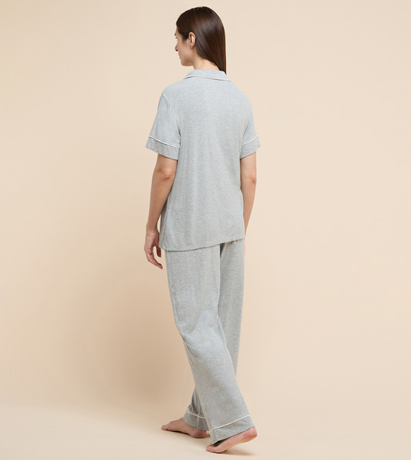 أر آند بي  أطقم بيجاما  - رمادي ميلانج Pyjama Set
