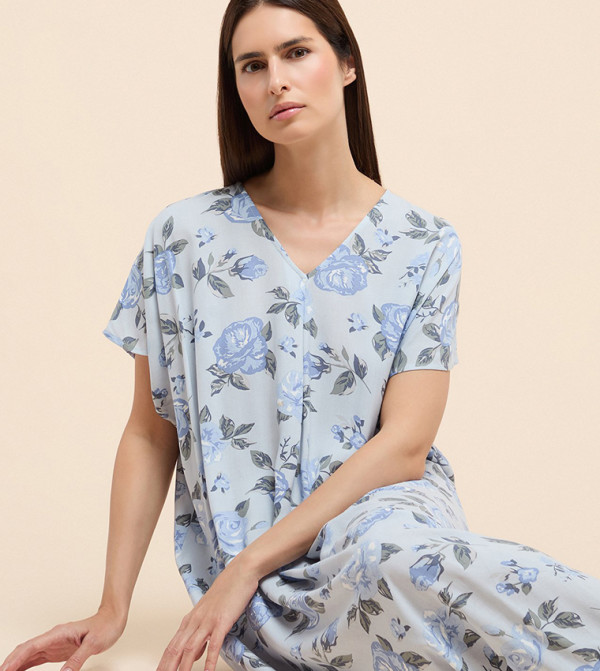 R&B Night Dress & Gowns - Light Blue Night Dress & Gowns
