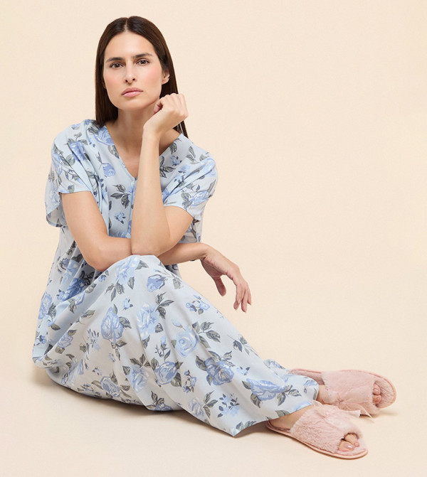 R&B Night Dress & Gowns - Light Blue Night Dress & Gowns