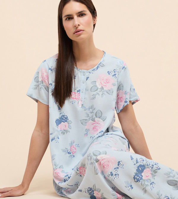 R&B  Night Dress & Gowns - Powder Blue Night Dress & Gowns