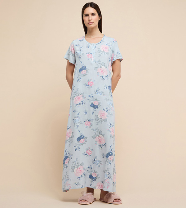 R&B  Night Dress & Gowns - Powder Blue Night Dress & Gowns