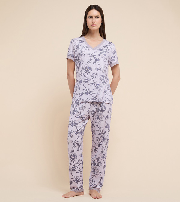أر آند بي  ملابس نوم - أرجواني Pyjama Set