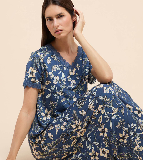 R&B Night Dress & Gowns - Mid Blue Night Dress & Gowns