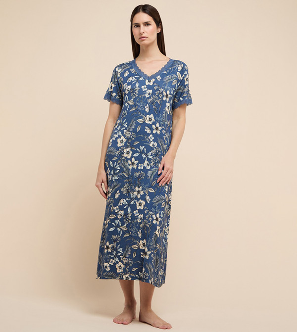 R&B Night Dress & Gowns - Mid Blue Night Dress & Gowns