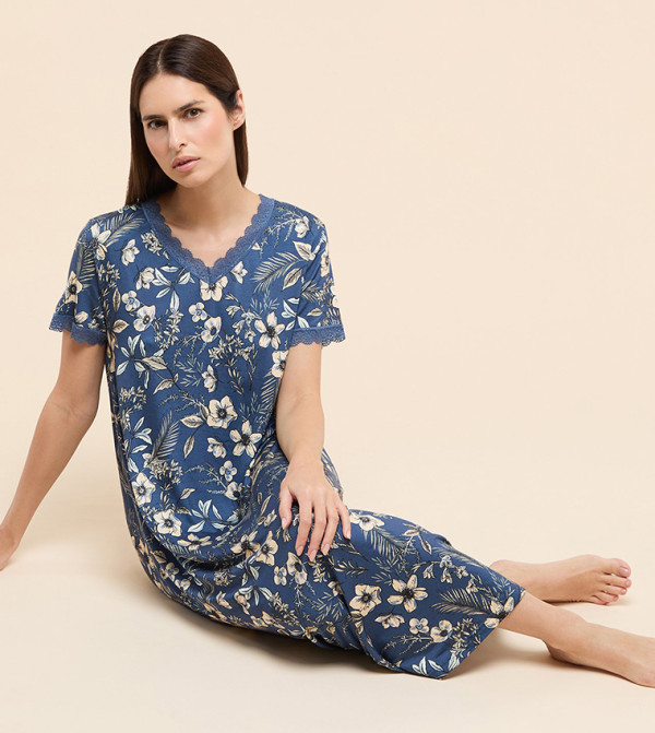 R&B Night Dress & Gowns - Mid Blue Night Dress & Gowns