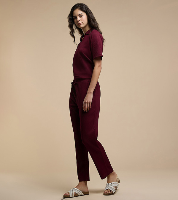 R&B Pants & Leggings - Wine Casual Pants