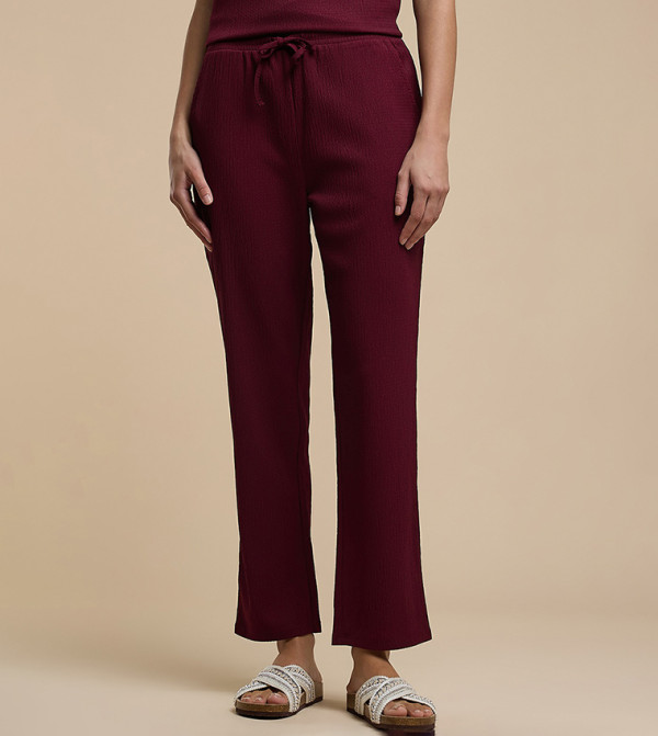 R&B Pants & Leggings - Wine Casual Pants