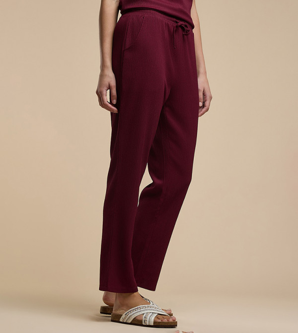 R&B Pants & Leggings - Wine Casual Pants