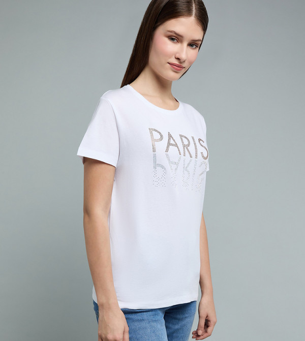 أر آند بي  تيشيرتات كاجوال - أبيض  Short Sleeve T-Shirts