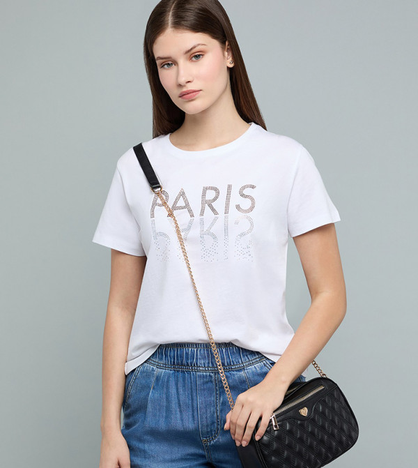 أر آند بي  تيشيرتات كاجوال - أبيض  Short Sleeve T-Shirts