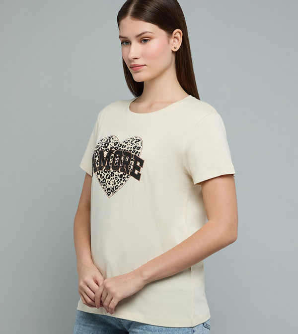 أر آند بي  تيشيرتات كاجوال - أوف وايت Short Sleeve T-Shirts