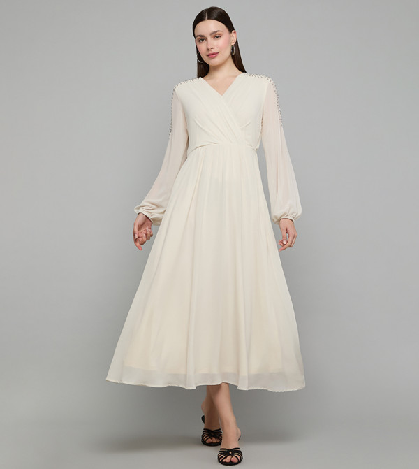 R&B  Dresses - Beige Midi Dresses