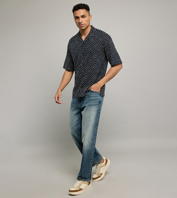 أر آند بي  أكمام قصيرة - كحلي Short Sleeves