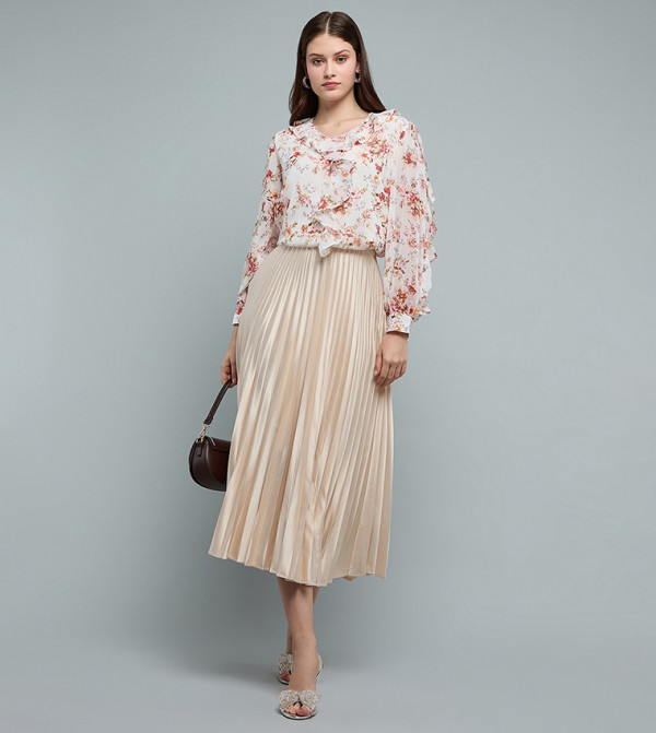 R&B  Midi Skirts - Beige Midi Skirts