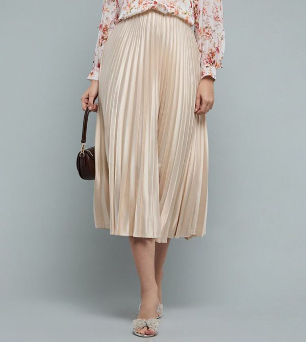 R&B  Midi Skirts - Beige Midi Skirts