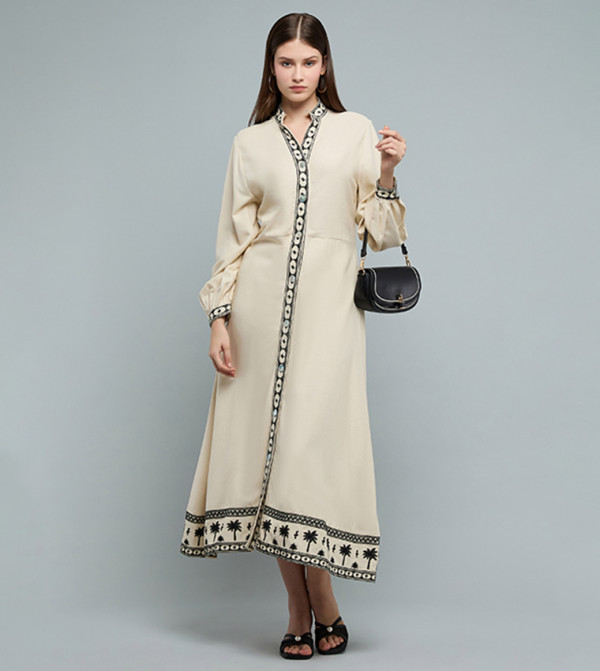 R&B - Beige Night Dress & Gowns