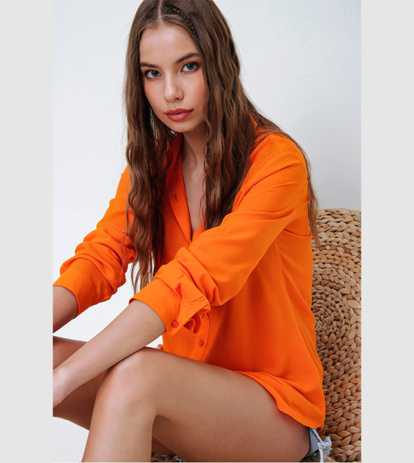 Trend Alaçatı Stili Trend Alaçatı Stili - Orange Shirts