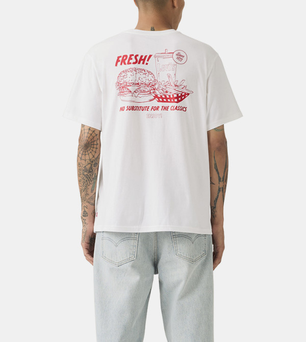 Levi's  T-Shirts - White Round Neck T-Shirts