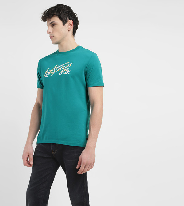 Levi's  deep-earth - Teal Round Neck T-Shirts