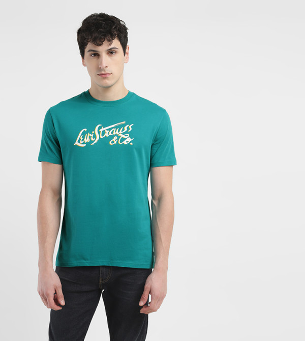 Levi's  deep-earth - Teal Round Neck T-Shirts