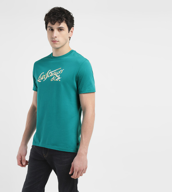 Levi's  deep-earth - Teal Round Neck T-Shirts