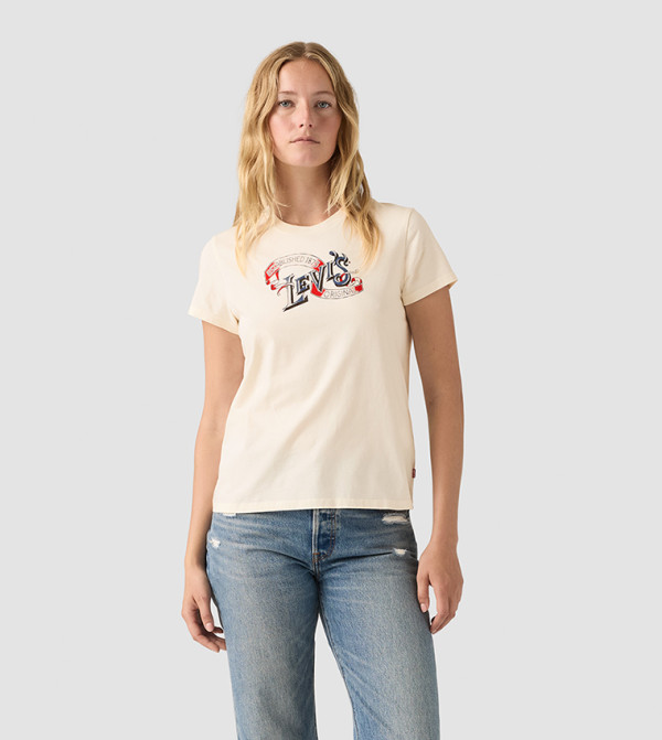 Levi's  T-Shirts - Cream Short Sleeve T-Shirts