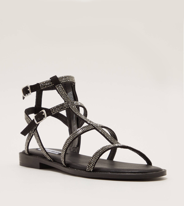 Steve Madden Gladiators - Black Flat Sandals
