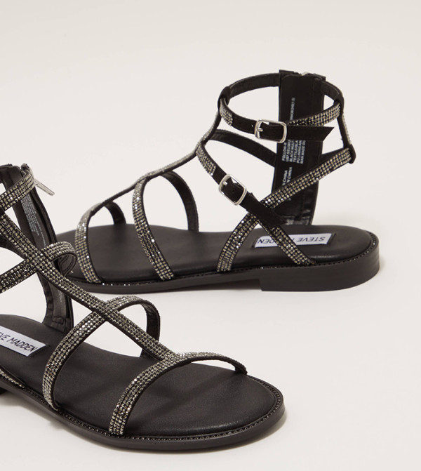 Steve Madden Gladiators - Black Flat Sandals