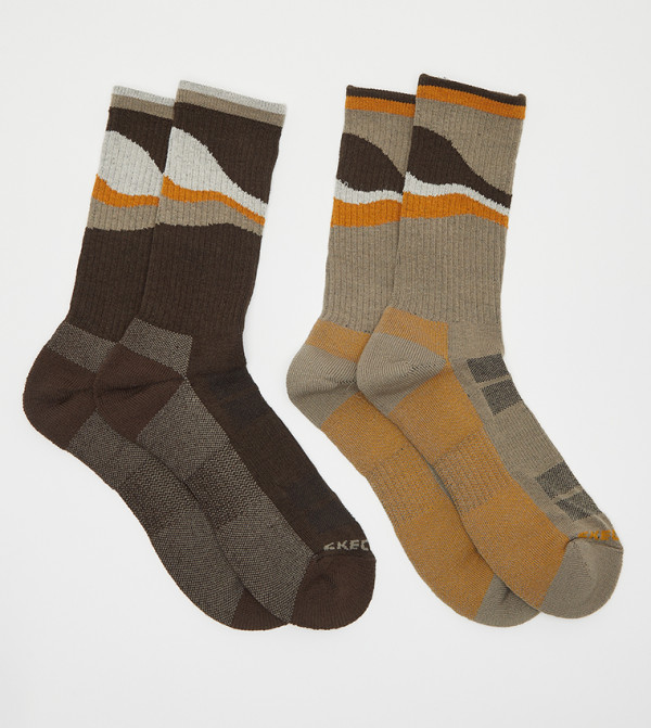 سكيتشرز  جوارب   - بني  Calf Length Socks