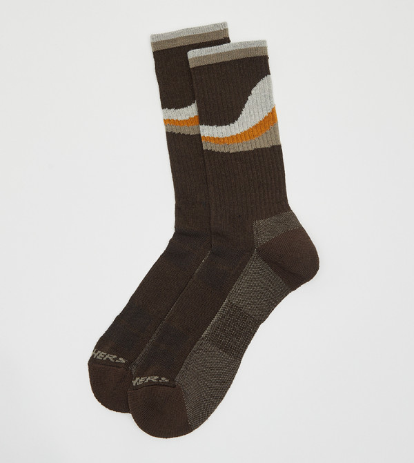 سكيتشرز  جوارب   - بني  Calf Length Socks